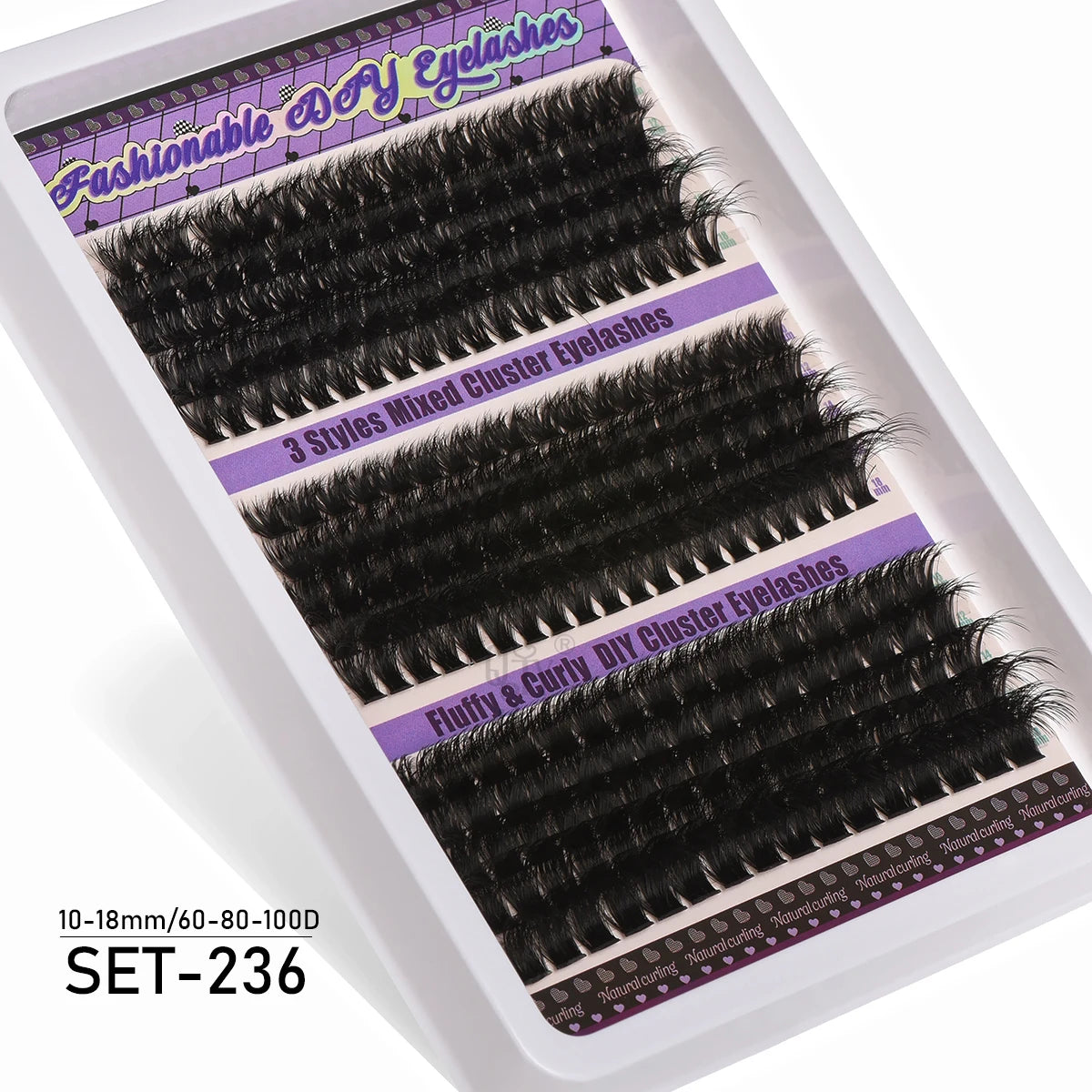 Individual 20–100D Cluster Lashes – 280pcs Mixed Tray Volume Extensions