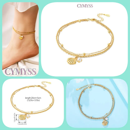 925 Sterling Silver Double-Layer Anklet – Exquisite Zircon Heart Chain Jewelry
