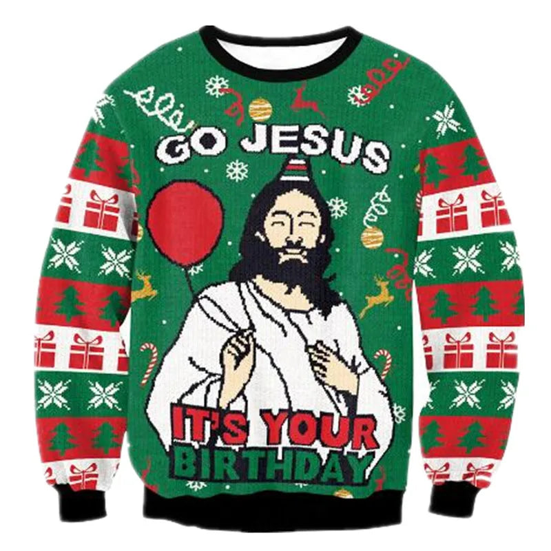 3D Funny Christmas Sweater – Green Holiday Jumper for Party & Festive Wear