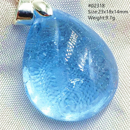 Natural Blue Topaz Quartz Pendant Necklace – Oval Healing Stone Jewelry