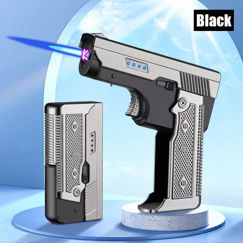 Windproof Gas-Electric Plasma Lighter – USB Type-C Rechargeable Folding Gun-Shaped Torch