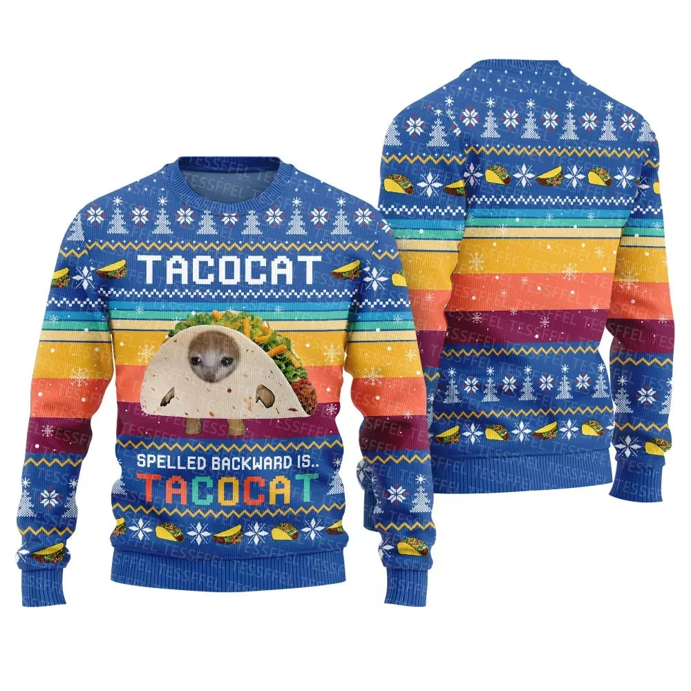 3D Christmas Cosplay Ugly Sweater – Santa, Jesus & Anime Print Holiday Pullover