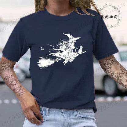 Flying Witch & Black Cat Spooky Season Shirt