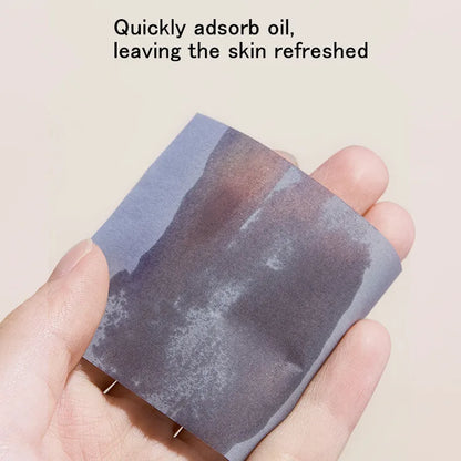 100 Sheets Bamboo Charcoal Oil Absorbing Paper – Portable Powder Puff with Mirror