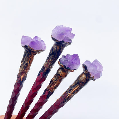 19cm Amethyst Crystal Wand – Natural Stone Witchcraft Scepter for Reiki Healing & Décor