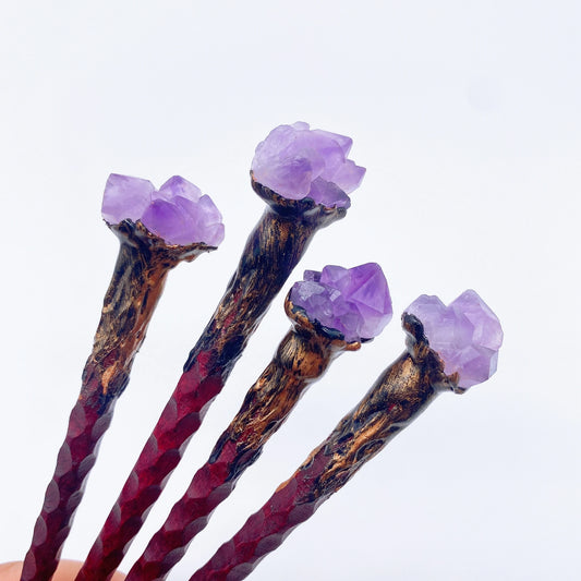 19cm Amethyst Crystal Wand – Natural Stone Witchcraft Scepter for Reiki Healing & Décor