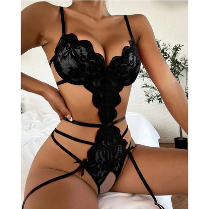 Lace Babydoll Bodysuit – Open Crotch Erotic Lingerie One-Piece