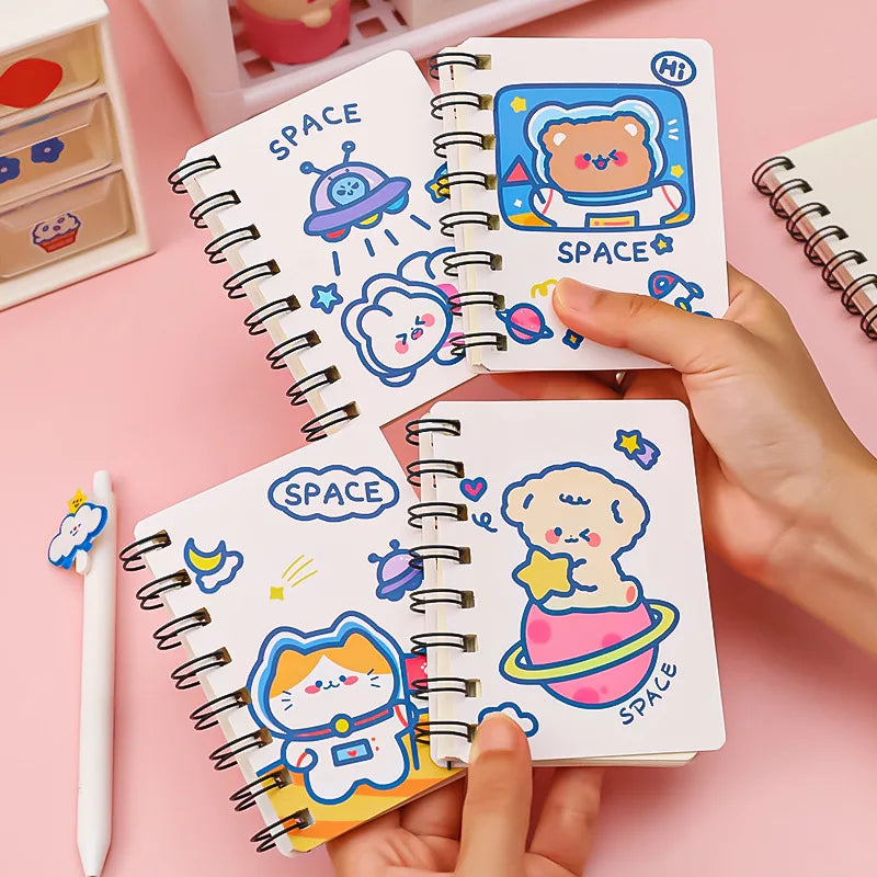Kawaii Cartoon Animals Mini Spiral Notebook – A7 Planner & School Supplies