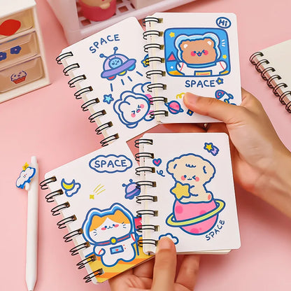 Kawaii Cartoon Animals Mini Spiral Notebook – A7 Planner & School Supplies