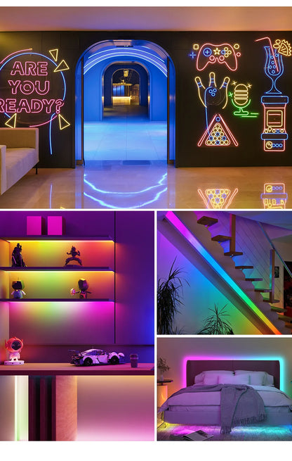 WS2812B / WS2811 5V Round Neon LED Strip – 360° RGBIC Flexible Silicone Tape, 50 LEDs/m, IP67 Waterproof