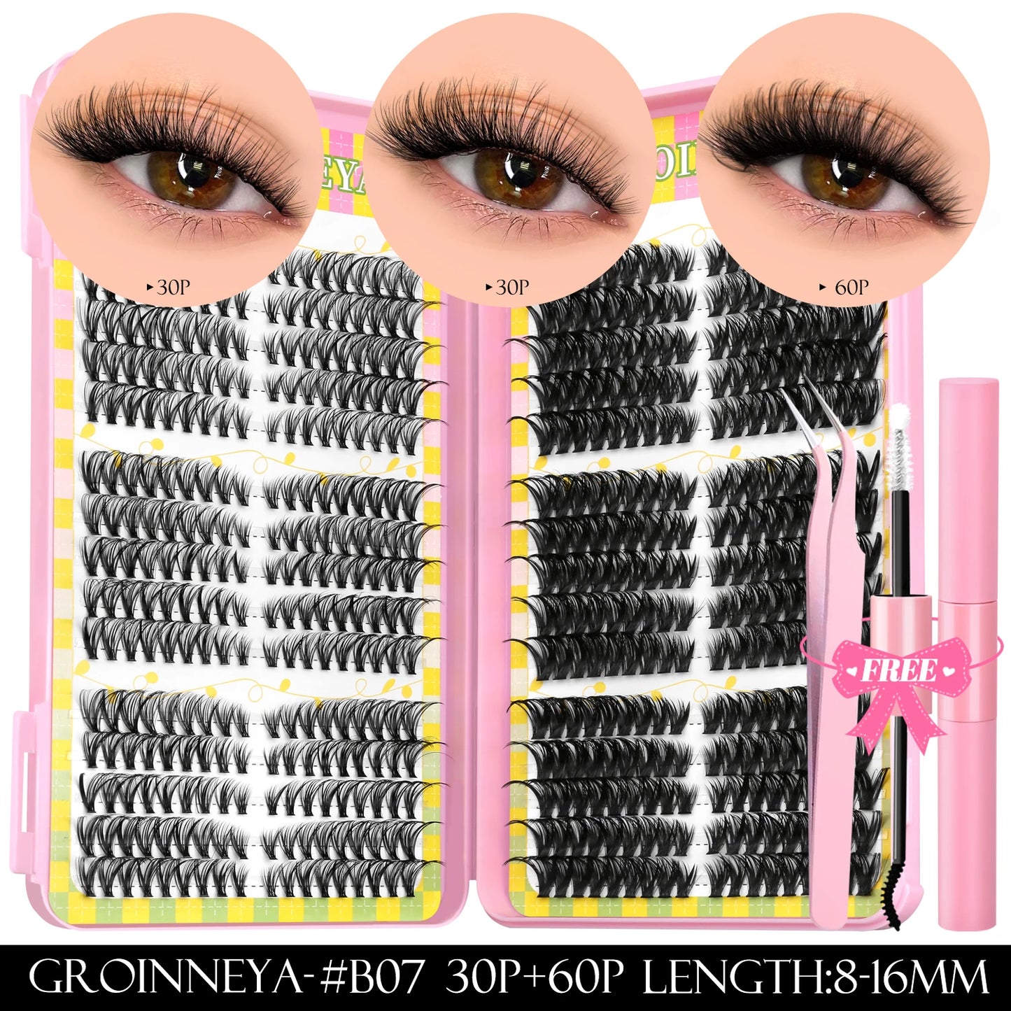 Lash Clusters Kit – 540PCS Cat-Eye Lash Extension Set with Bond & Seal