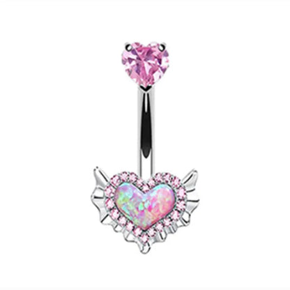 Heart-Shaped Navel Ring – Water Drop Belly Button Piercing Jewelry (14G)
