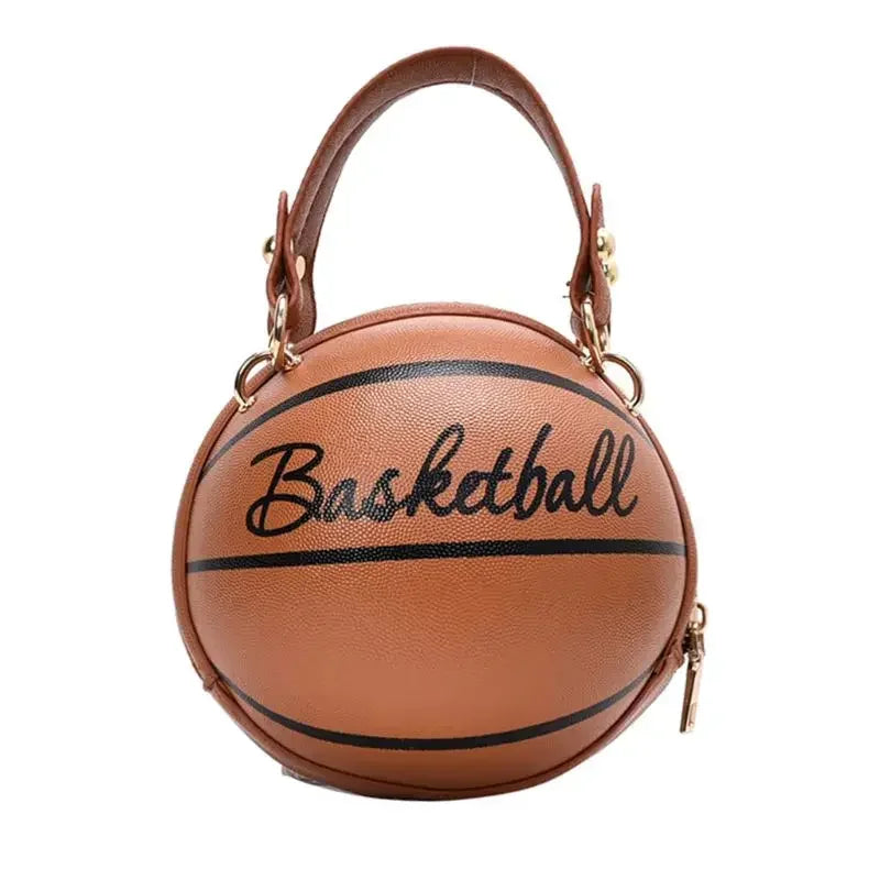 PU Basketball Women’s Shoulder Bag – Fun Pink Sports-Inspired Chain Messenger Bag