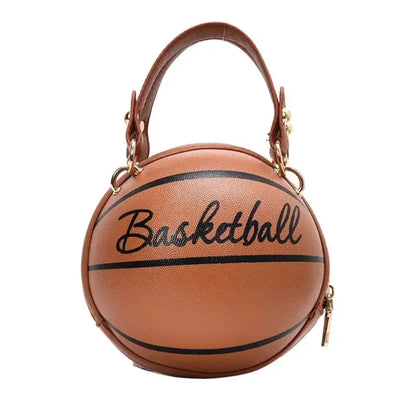 PU Basketball Women’s Shoulder Bag – Fun Pink Sports-Inspired Chain Messenger Bag