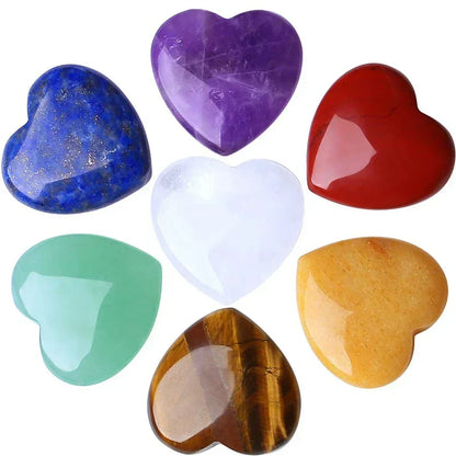 Heart-Shaped Natural Crystal Stones – Amethyst, Agate & Mineral Healing Specimens (10/20/30PCS, 20mm)