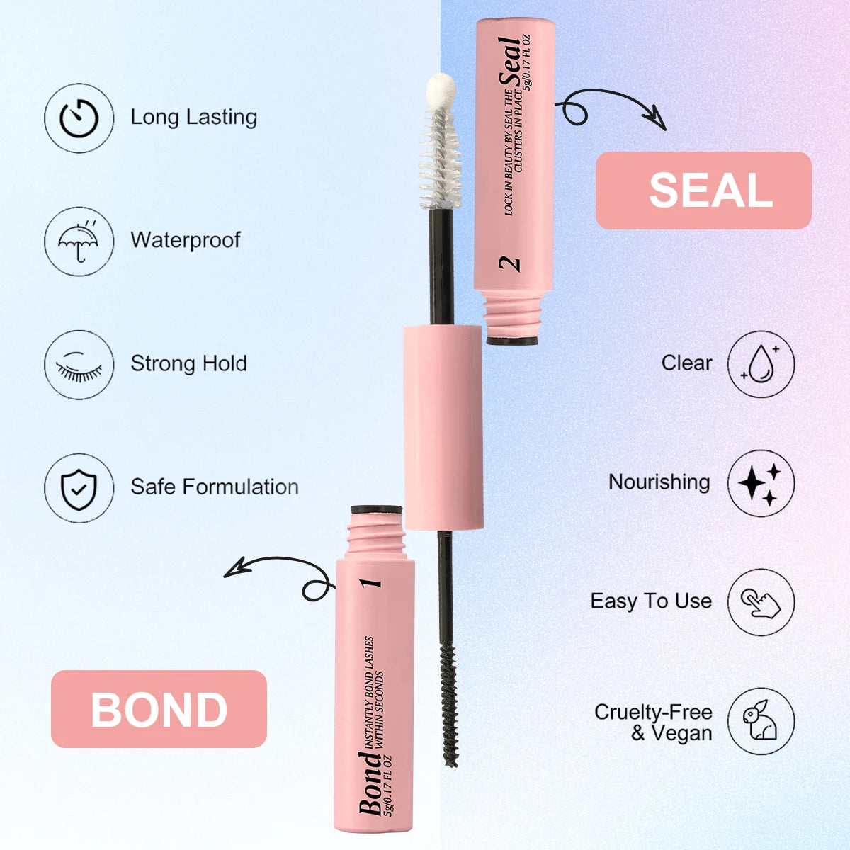 Eyelash Bond &amp; Seal Duo – Long-Lasting, Waterproof Lash Glue for DIY Lash Clusters