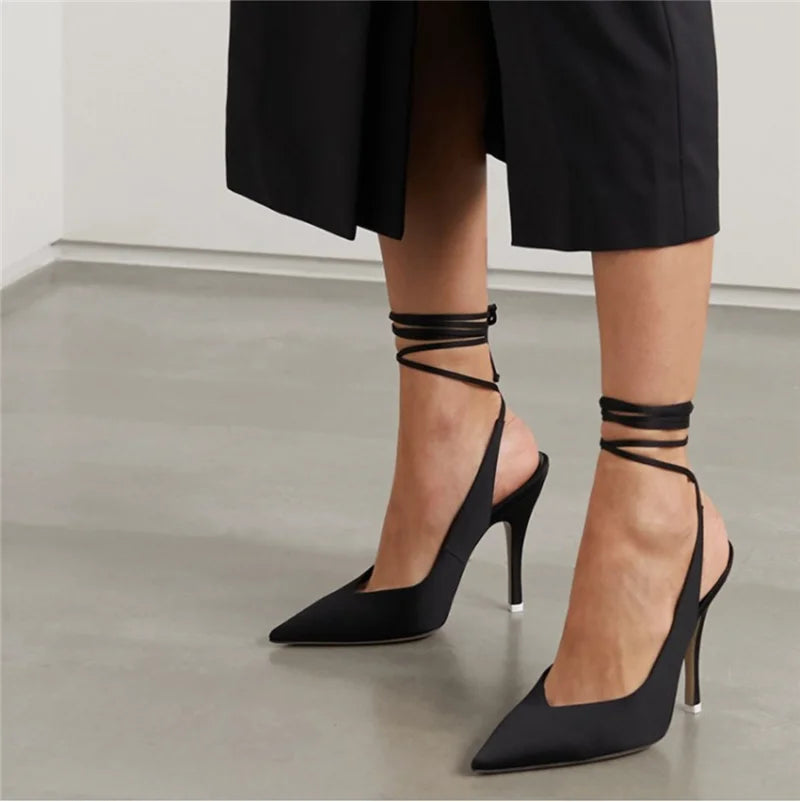 Pointed Toe Ankle Strap Party Heels