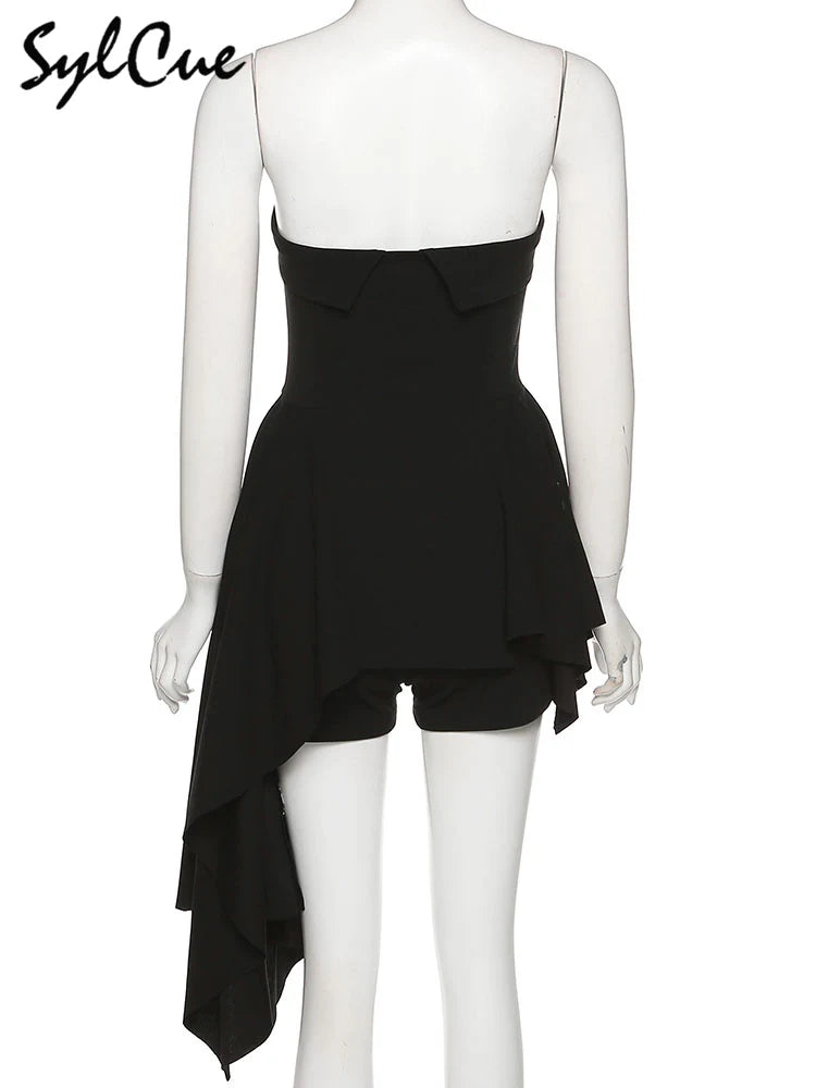 Black Strapless Mini Dress – Elegant Slim Party Tube Dress