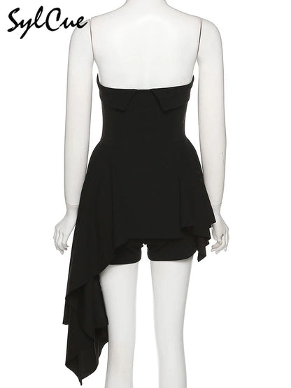 Black Strapless Mini Dress – Elegant Slim Party Tube Dress