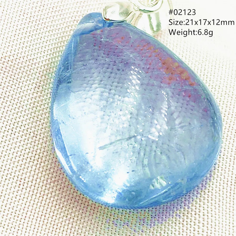 Natural Blue Topaz Quartz Pendant Necklace – Oval Healing Stone Jewelry