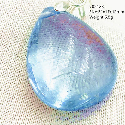 Natural Blue Topaz Quartz Pendant Necklace – Oval Healing Stone Jewelry