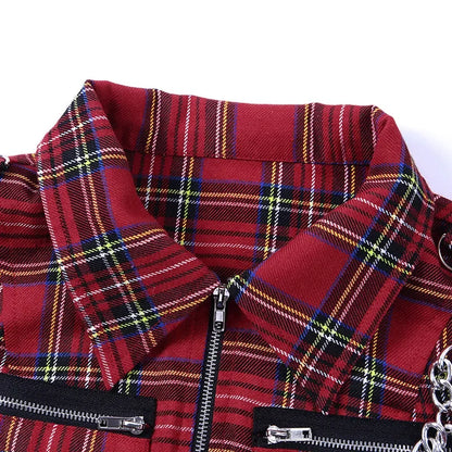 Plaid Punk Chain Crop Camisole Top
