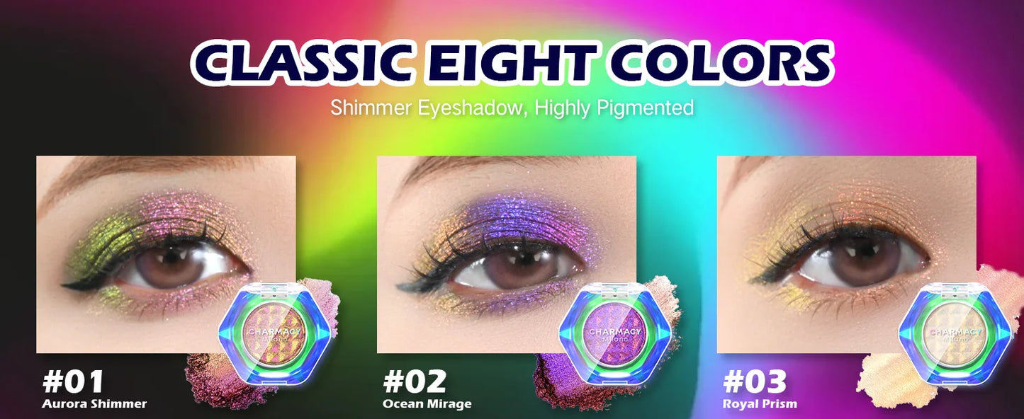 Multichrome Eyeshadow Palette – 8-Color Shimmer Waterproof Long-Lasting Makeup