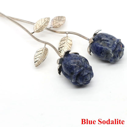 Crystal Carved Rose Flower – Natural Gemstone Decoration & Healing Gift