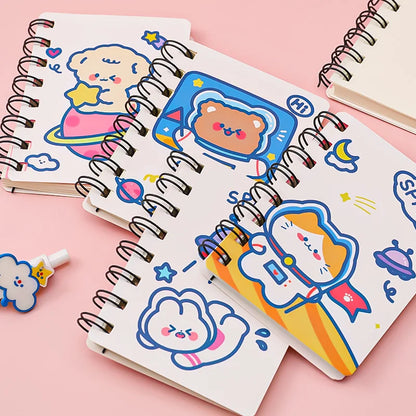 Kawaii Cartoon Animals Mini Spiral Notebook – A7 Planner & School Supplies