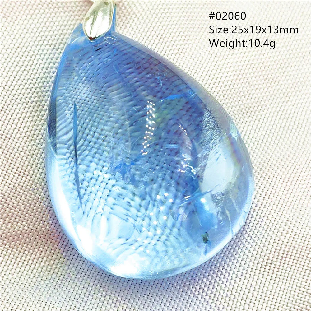 Natural Blue Topaz Quartz Pendant Necklace – Oval Healing Stone Jewelry