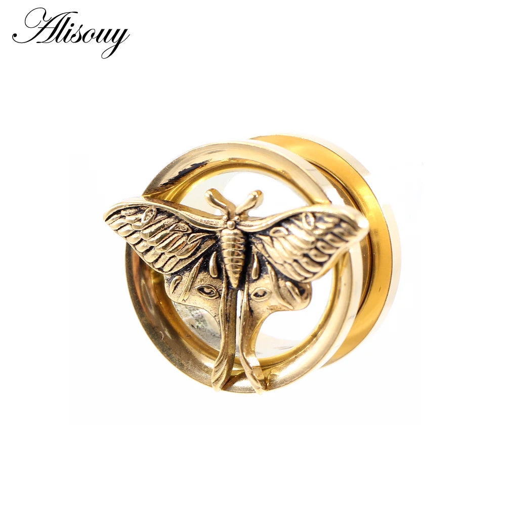 Stainless Steel Butterfly Thread Ear Tunnels – Plug & Stretcher Jewelry (1PC)