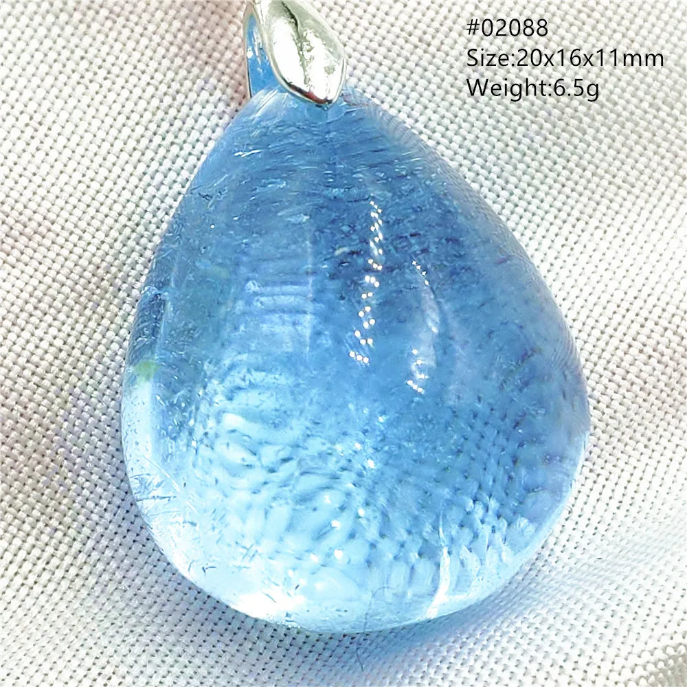 Natural Blue Topaz Quartz Pendant Necklace – Oval Healing Stone Jewelry