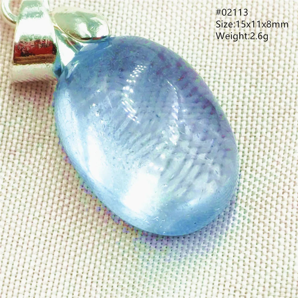 Natural Blue Topaz Quartz Pendant Necklace – Oval Healing Stone Jewelry