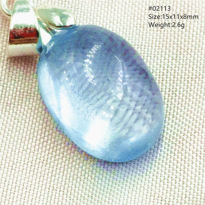 Natural Blue Topaz Quartz Pendant Necklace – Oval Healing Stone Jewelry
