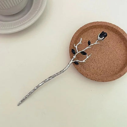 Vintage Rose Hair Stick – Elegant Floral Metal Hairpin