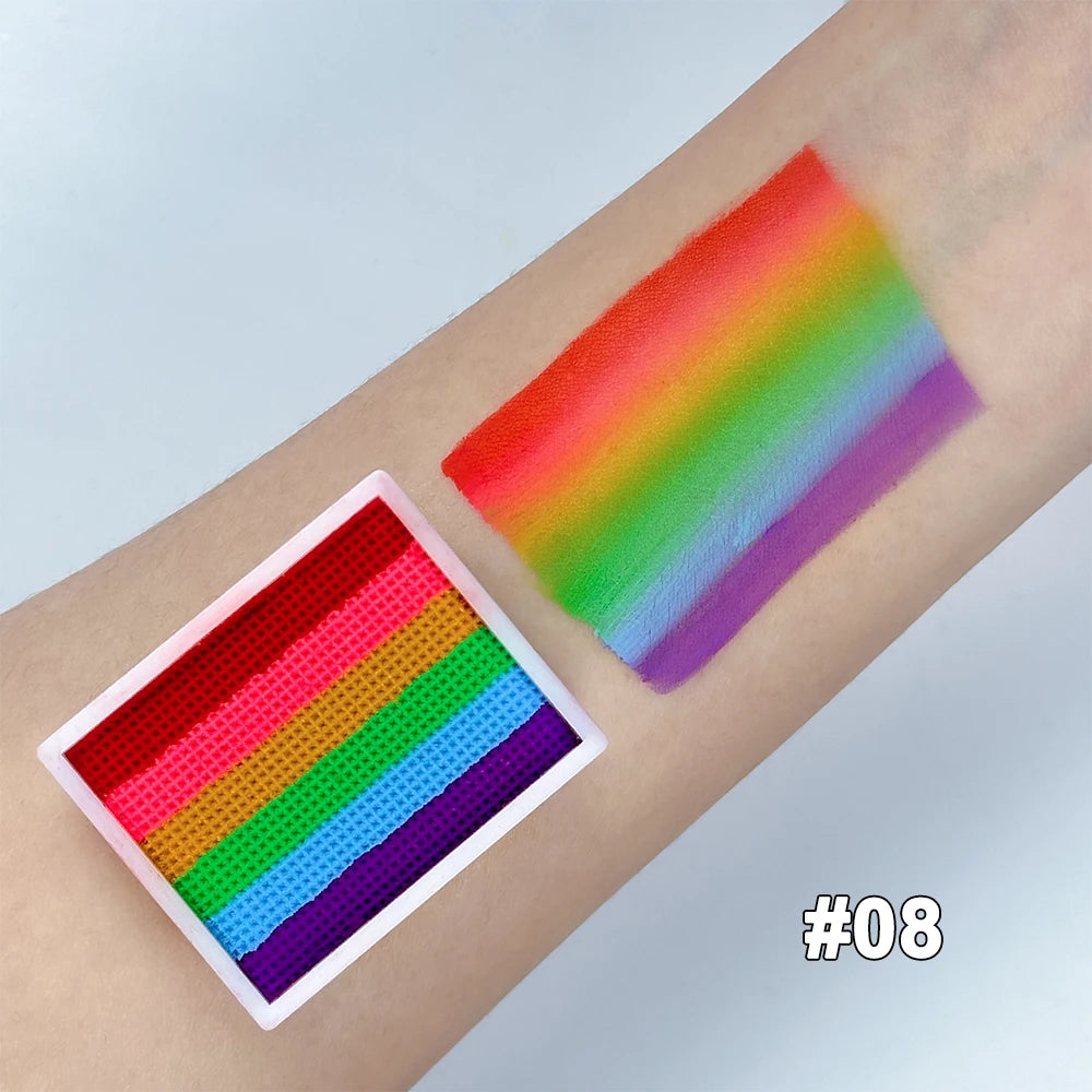 UV Glow-in-the-Dark Rainbow Face & Body Paint – Fluorescent Neon Makeup for Parties & Festivals