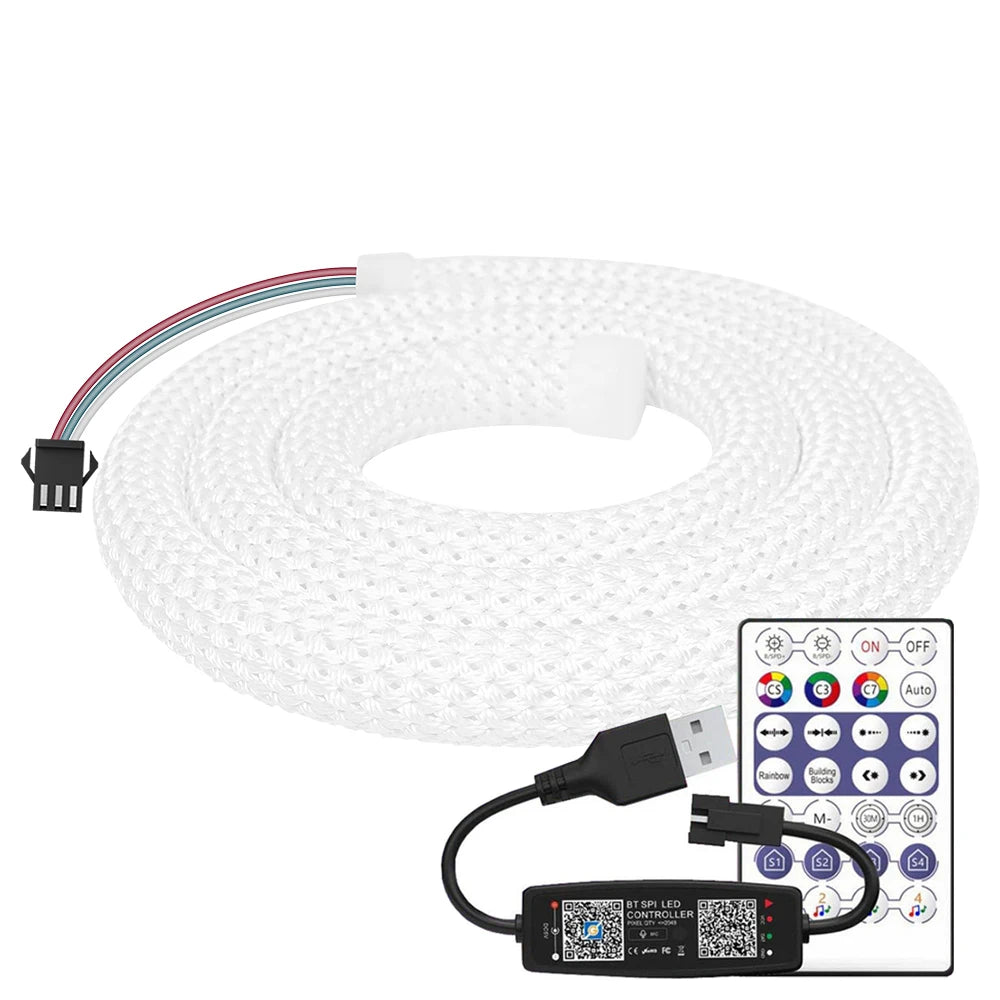 WS2812B / WS2811 5V Round Neon LED Strip – 360° RGBIC Flexible Silicone Tape, 50 LEDs/m, IP67 Waterproof