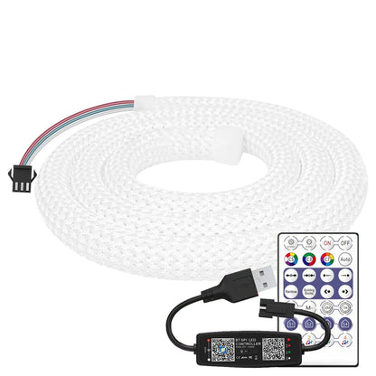 WS2812B / WS2811 5V Round Neon LED Strip – 360° RGBIC Flexible Silicone Tape, 50 LEDs/m, IP67 Waterproof