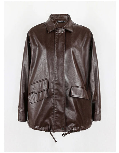 Oversized Faux Leather Jacket – Casual Cool Street Style