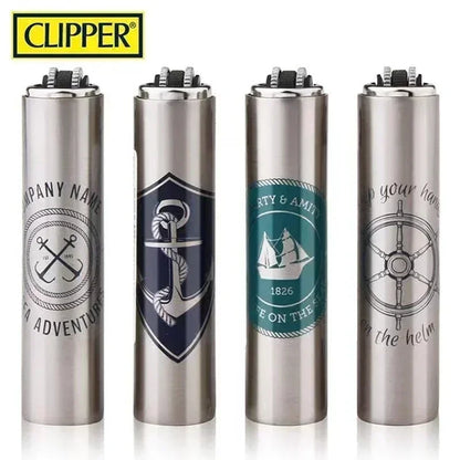 Metal Clipper-Style Butane Lighter – Sand Wheel Igniter (12-Pack)
