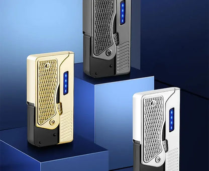 Windproof Gas-Electric Plasma Lighter – USB Type-C Rechargeable Folding Gun-Shaped Torch