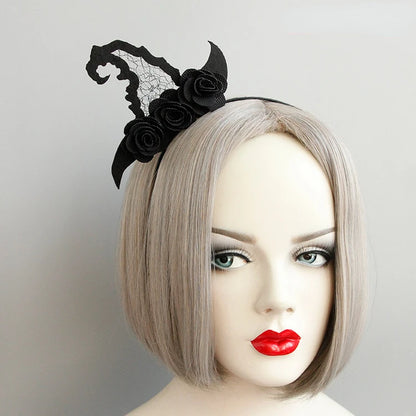 Vintage Gothic Rose Crown – Black Witch Headband Tiara