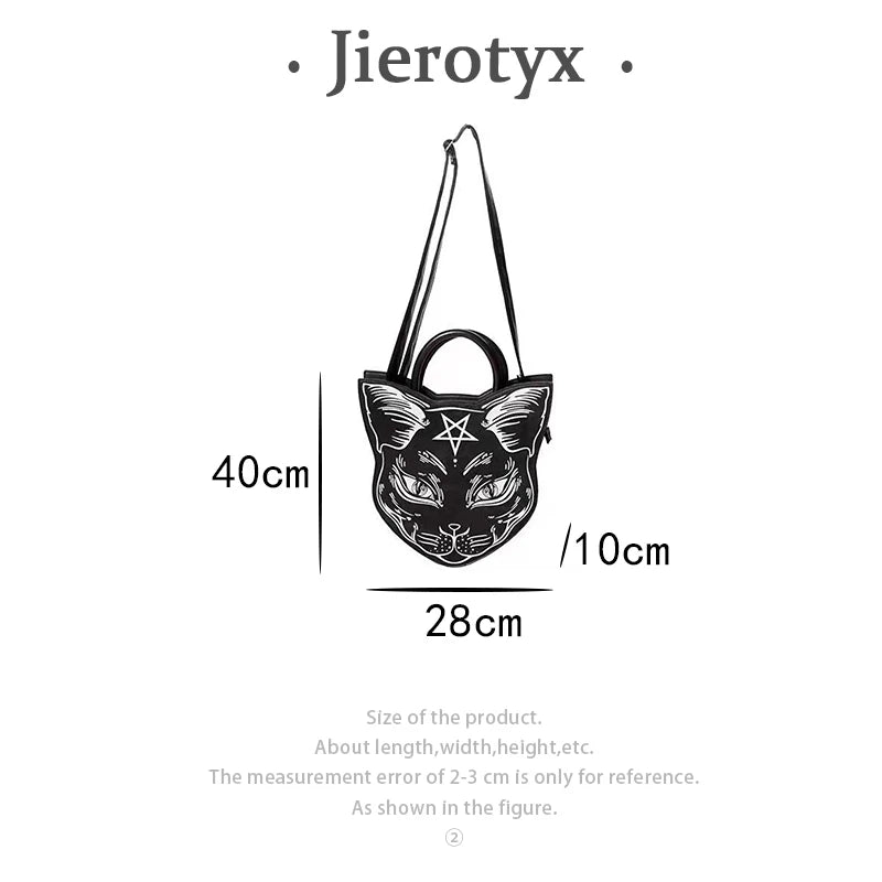 Gothic Pentacle Cat Shoulder Bag – Punk Rock Women’s Black Handbag