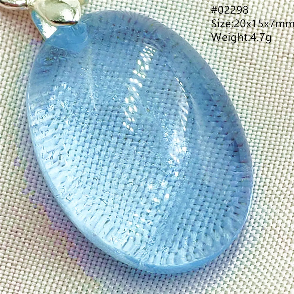 Natural Blue Topaz Quartz Pendant Necklace – Oval Healing Stone Jewelry