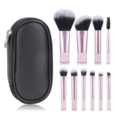 10-Piece Mini Makeup Brush Set – Portable Beauty Tools