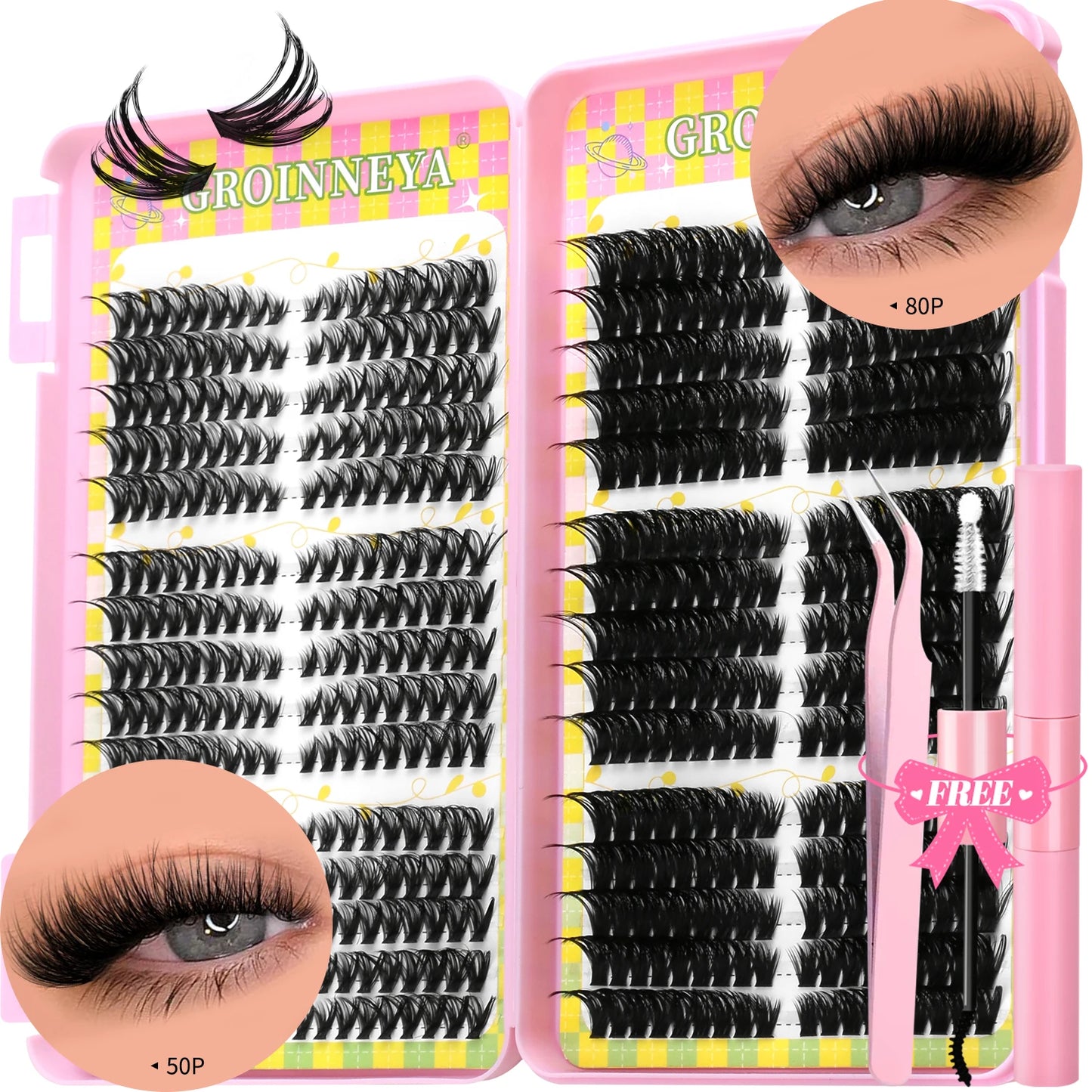 Lash Clusters Kit – 540PCS Cat-Eye Lash Extension Set with Bond & Seal