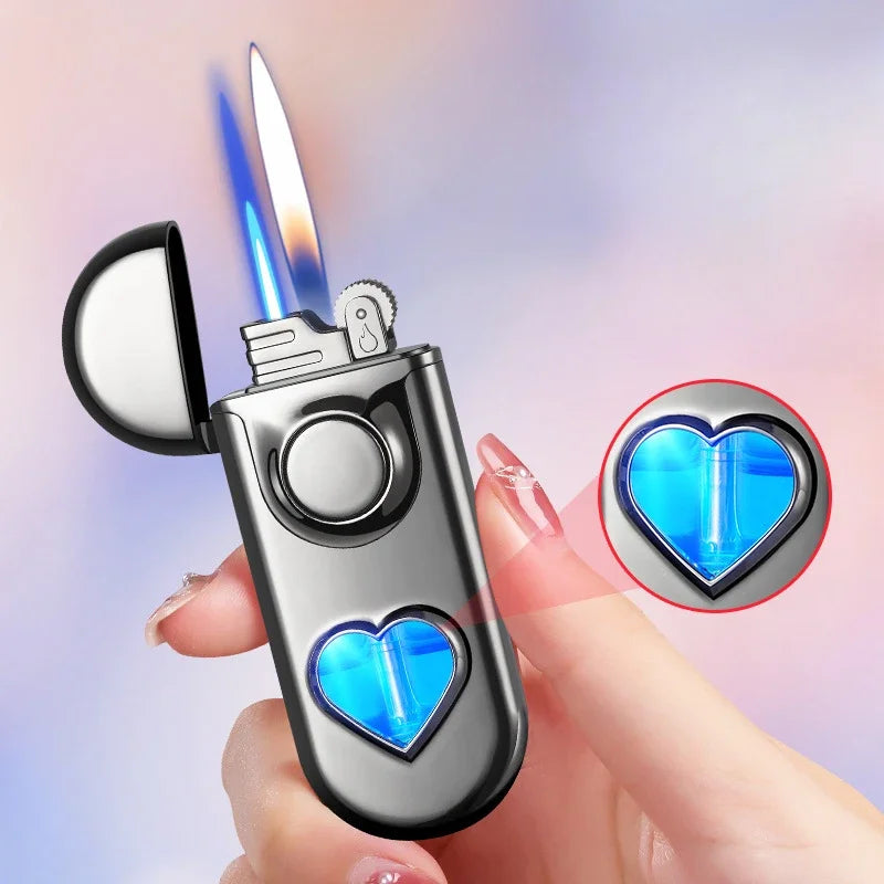 Double Flame LED Butane Metal Lighter
