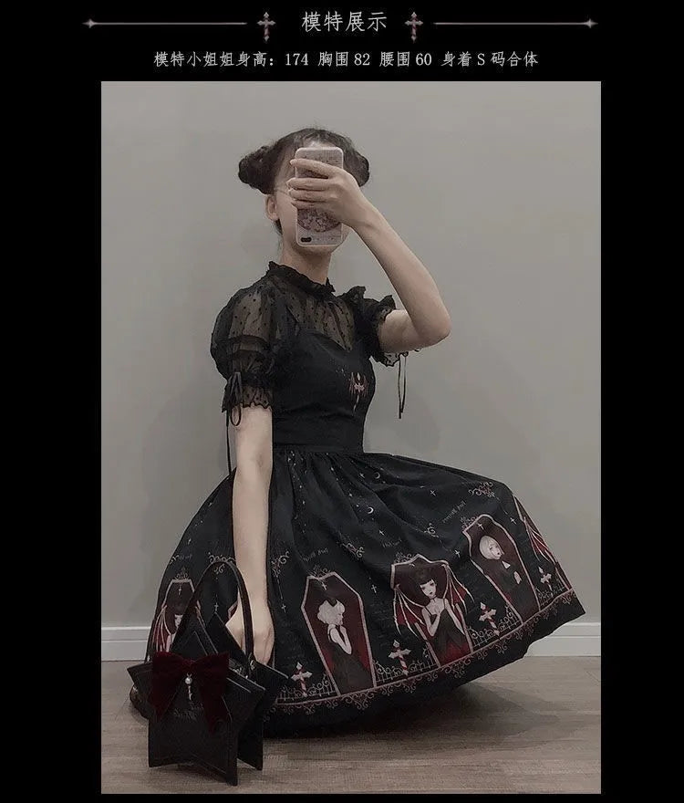 Dark Gothic Devil Print Lolita Dress
