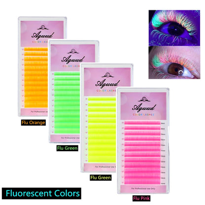 Glow-in-the-Dark Neon UV Lash Extensions – Fluorescent Color Faux Mink C Curl