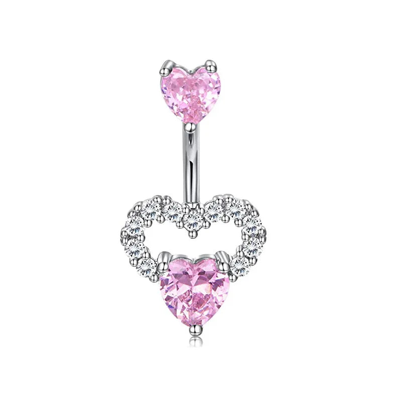Heart-Shaped Navel Ring – Water Drop Belly Button Piercing Jewelry (14G)